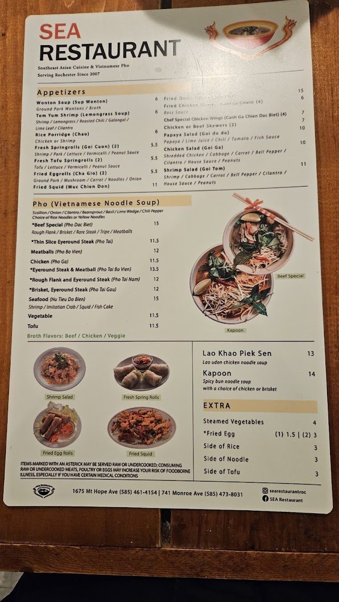 SEA Restaurant Menu - Image 3